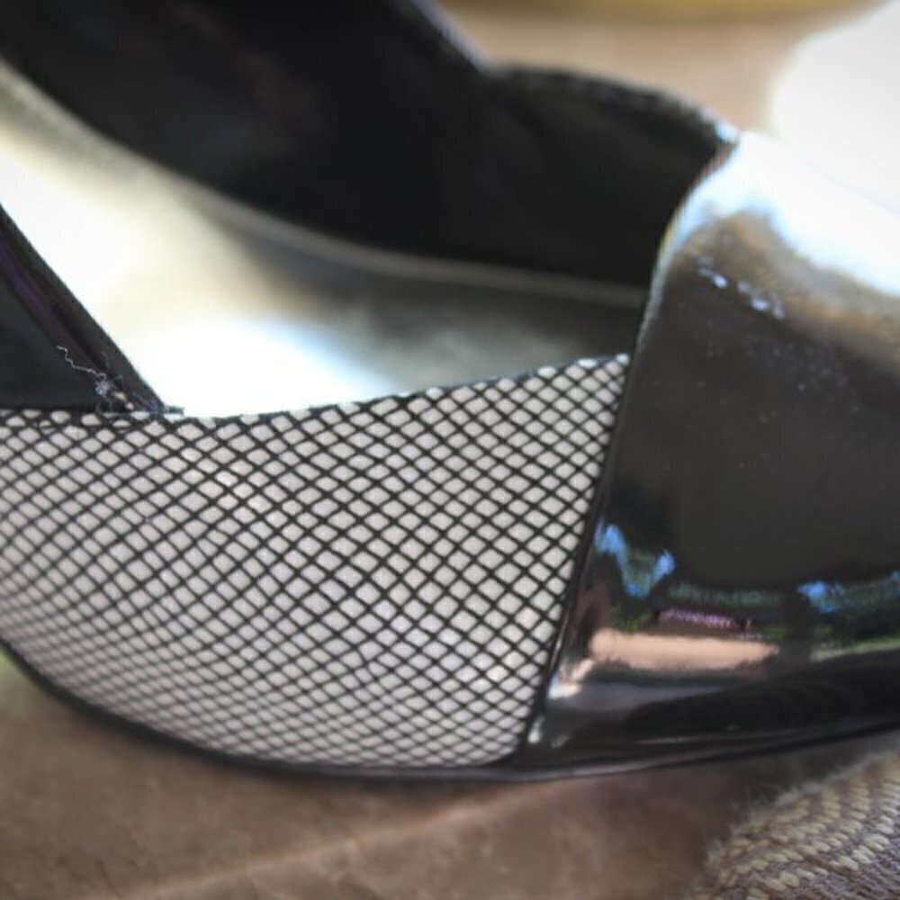 Alfani shoes Heels size 7 herringbone Open toe - Picture 7 of 12